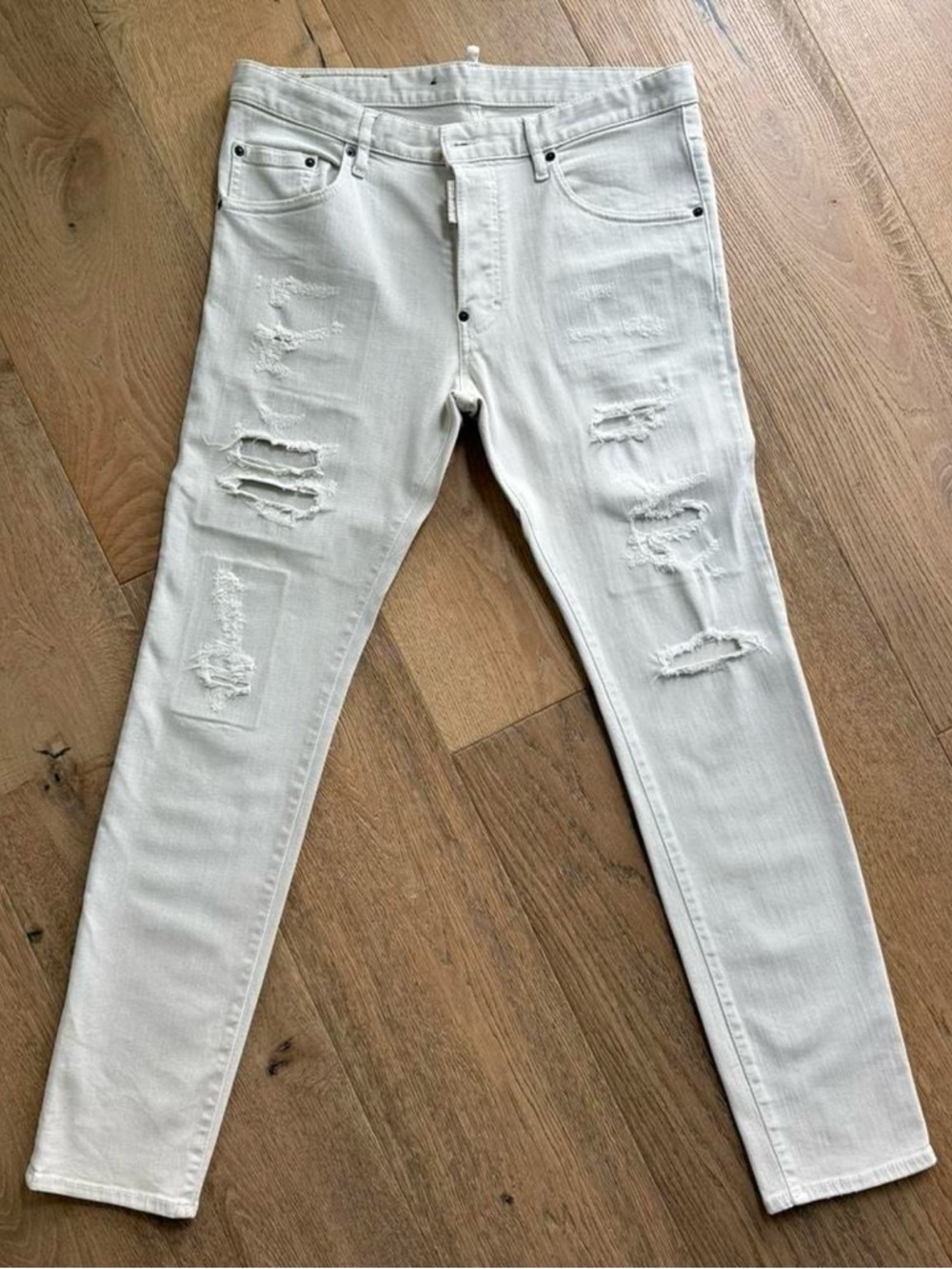 DSQUARED2 Men's Bone Grey Distressed Jeans | EU 50” = US 34” (waist) | LIKE NEW!